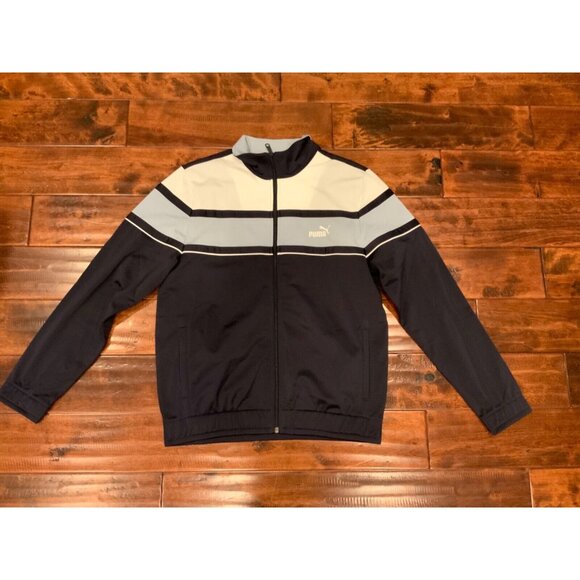 Puma Blue & White Striped Zip-Up Track Jacket, Size Small, NWT! - Picture 1 of 4